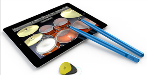 virtual instruments guitar pics and drum sticks for  iPad