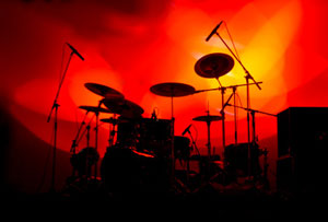 drum kit with microphones