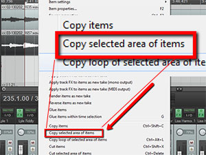 Reaper Tips: Copy-Selected drop-down