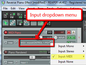 Reaper MIDI Input