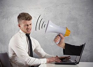 picture of a megaphone coming out of a laptop screen