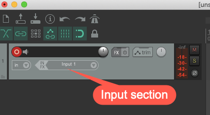 Input section on Reaper track control panel