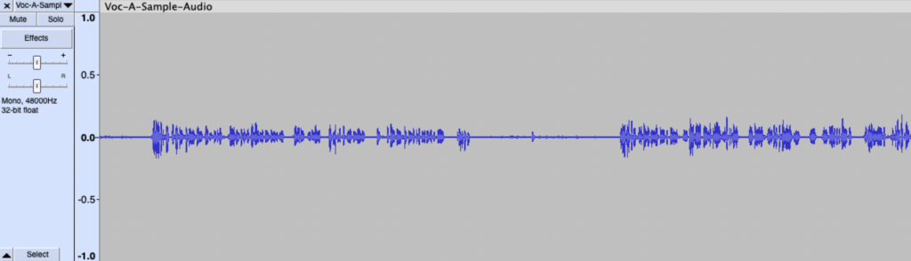 audio waveform showing input level that is too low